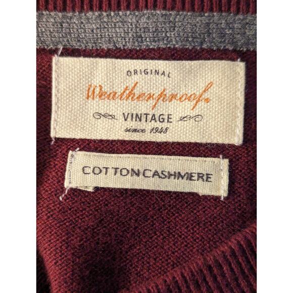 Weatherproof Maroon Mens XXL Sweater Pullover Vintage 1948 Cotton Cashmere New - Picture 3 of 7